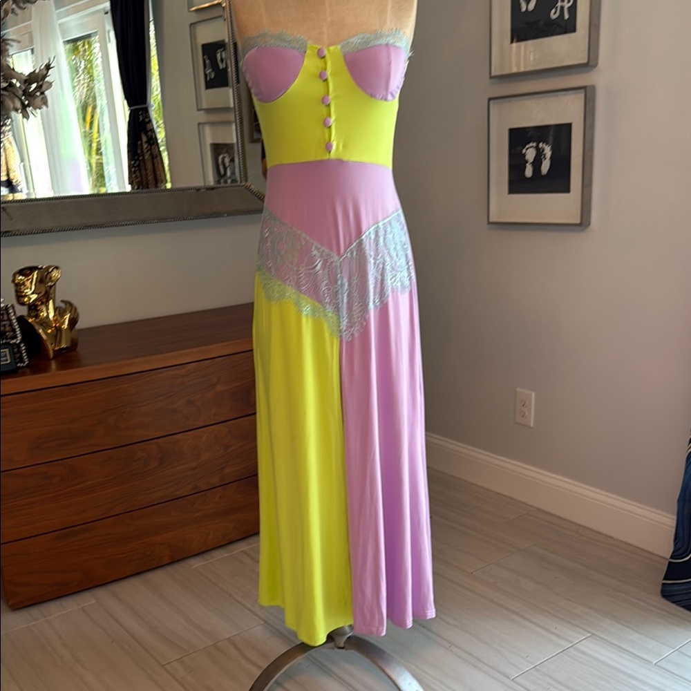 Colorful Strapless Sexy Dress / Lounge Wear with Lace Accents